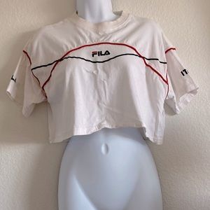 White FILA crop top